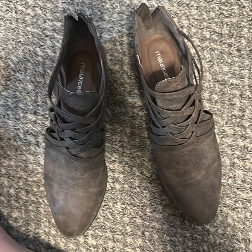 Taupe Lace-Up Ankle Boots